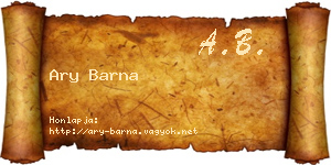 Ary Barna névjegykártya
